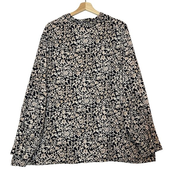 Maggie Barnes Women Blouse Shirt  26W Plus Size 3X Black Floral Button Top - Picture 2 of 9